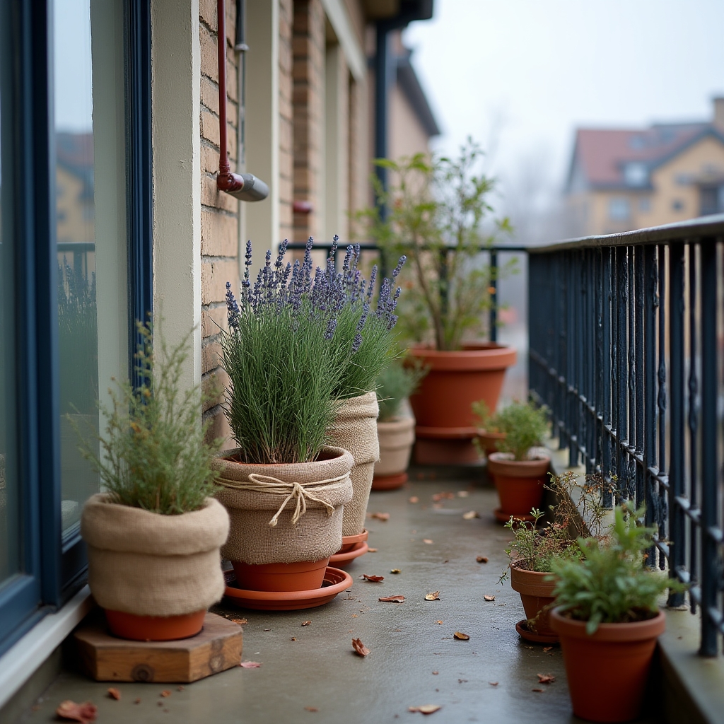 Plante de balcon acoperite și protejate pe timpul iernii